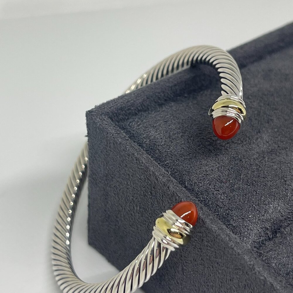 David Yurman Classic Cable 5mm Bracelet with Sterling Silver and Carnelian - Picture 10 of 10